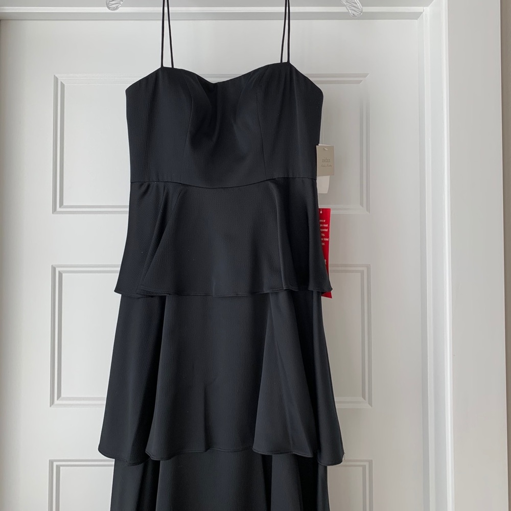 Aidan Mattox Black Hammered Satin Gown - Picture 3 of 4